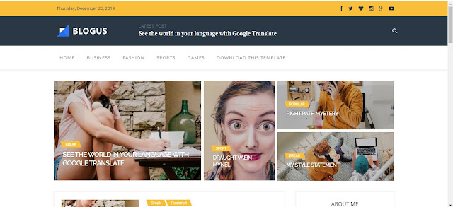BLOGUS RESPONSIVE BLOGGER TEMPLATE 2020
