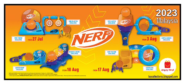 McDonalds Nerf Toys 2023 Happy Meal Toy July and August Malaysia Set of 8 including dates of distribution