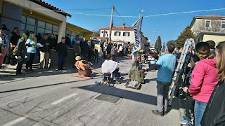 Traditional race of wooden scooters with steel ball bearing wheels, held in Pula on 17.02.2019.