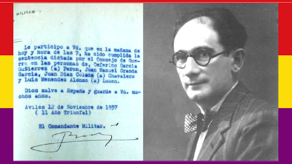 Luis Menéndez Alonso, escritor comprometido con la República Española, asesinado por agentes franquistas en Avilés en 1937
