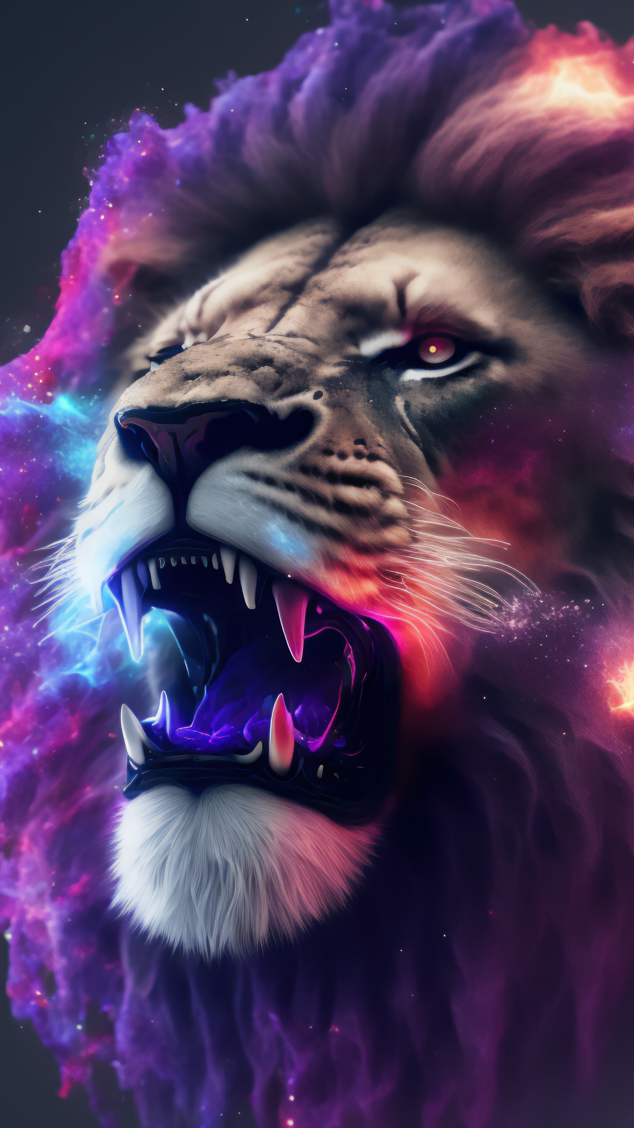 Lion Roar Colorful Art 4K Android Mobile Phone