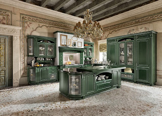 Cocina verde estilo clásico