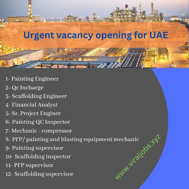 Urgent vacancy opening for UAE