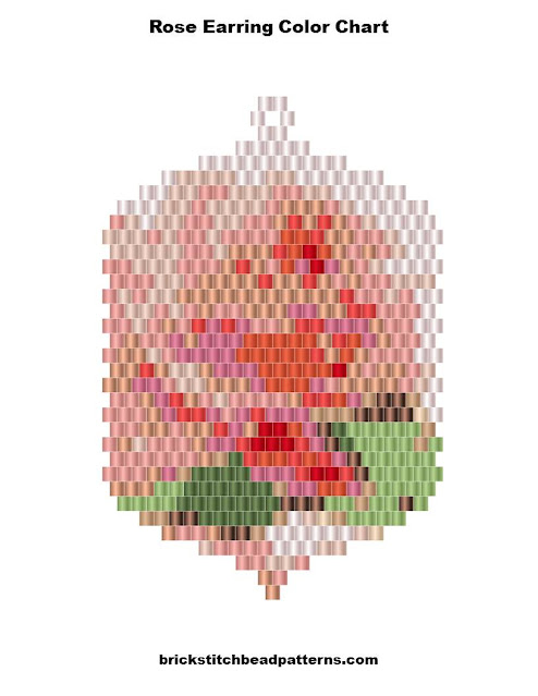 Free Rose Earring Bead Pattern Color Chart Graph