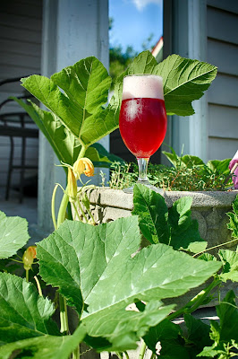 Hibiscus NEIPA next to our "wild" pumpkin patch.