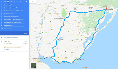 Rota de carro pelo Uruguai