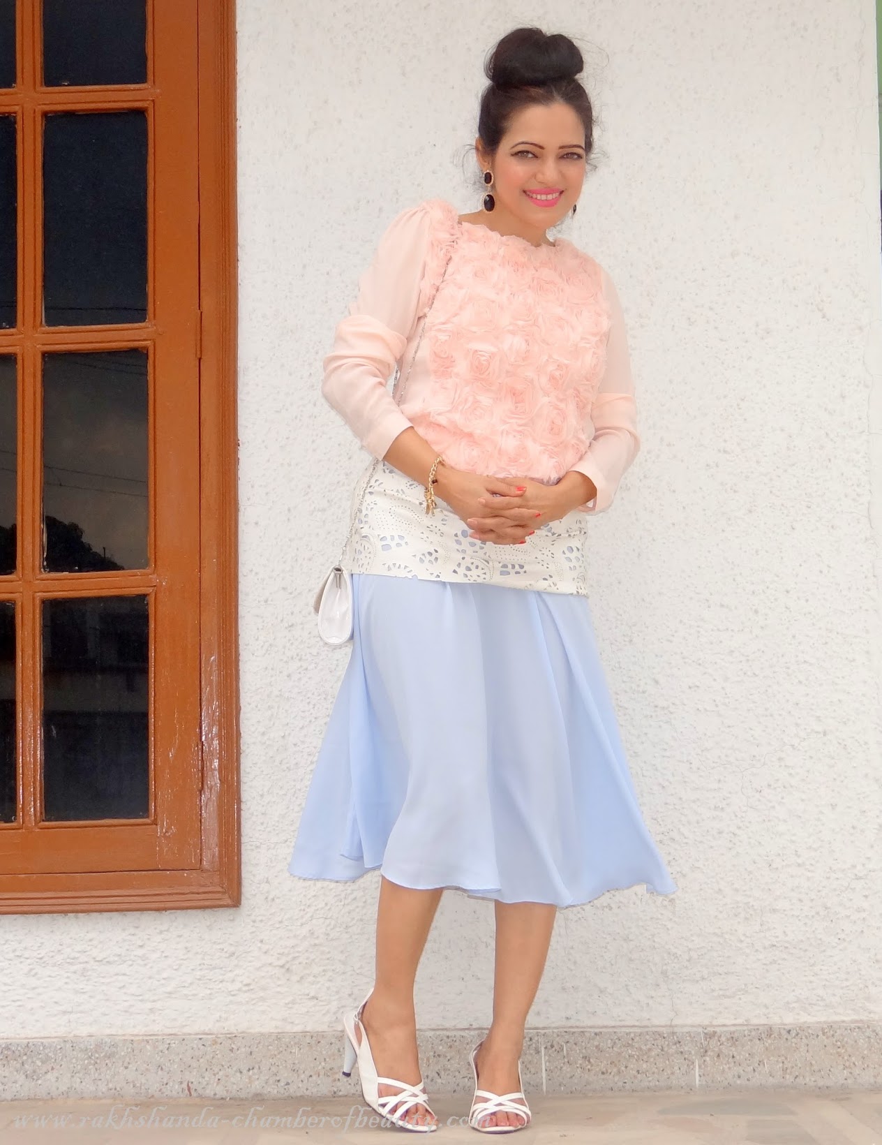 Gone with the wind- OOTD | How to style a pleated midi skirt, Front Row Shop, Outfit of the day, Indian Fashion blogger, Chamber of Beauty