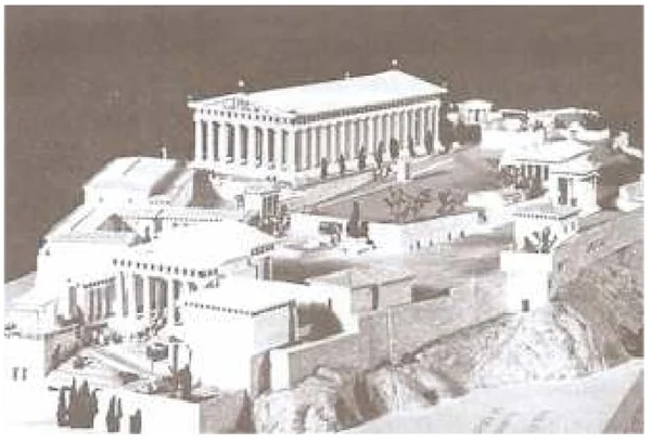 Maquete da acrópole de Atenas no período clássico