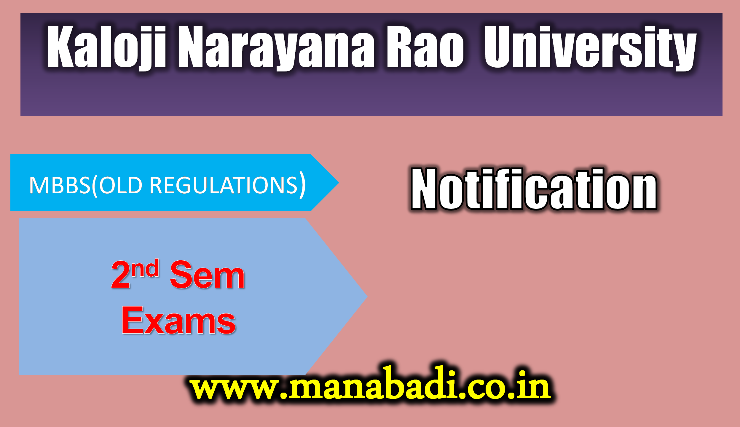 Kaloji Narayana Rao University  2nd MBBS (OLD REGULATIONS) Exam - Feb 2024 Notification