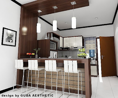 Desain Dapur Mini on Dapur Dengan Area Makan Yang Dibuat Mini Bar Sebagai Meja Sarapan