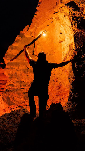 Cavern, Rocks, Man, Fire, Photography