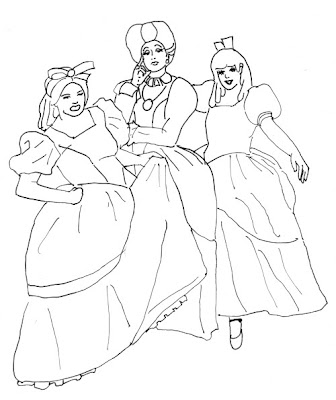 Disney princess coloring pages. Cinderella's Step Mother and her evil step 