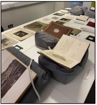 Display of photographic prints and photographically illustrated books, UCD Special Collections Reading Room