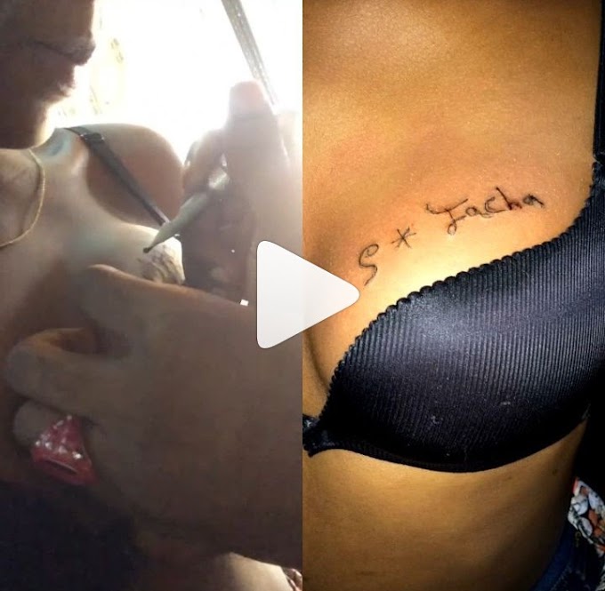 Nigerian Lady Cherie Okolisa Tattooes Symply Tacha's Name On Her Breast