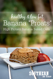 Healthy Banana Baked Protein Oatmeal Recipe | low fat, gluten free, high protein, clean eating, lower carb, healthy