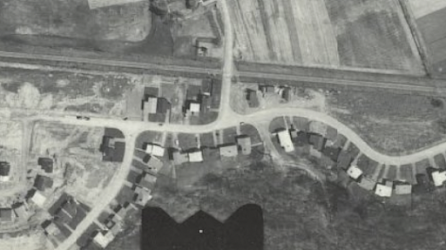 Early houses on Robinhood and Little John roads in Dundas, Ontario.