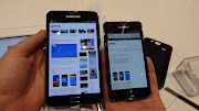 Samsung's Galaxy Note next to the Samsung Galaxy II.