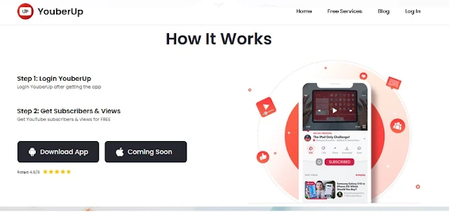 زيادة متابعين يوتيوب عبر تطبيق YouberUp - مشتركين حقيقين مجانا
