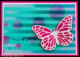So Sweet Butterfly Card with a Stenciled Background by Stampin' Up! UK Independent Demonstrator Bekka - check her blog for lots of cute ideas