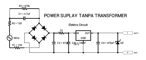 Elektro Circuit Membuat power  suplay 12V  tanpa transformer