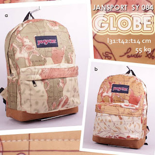 Jual Online Tas Jansport KW Motif Globe Terbaru Mirip Original Harga Murah