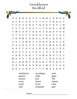 King Tut Wordfind Worksheet