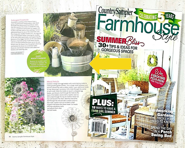 farmhouse style, farmhouse, Country Sampler Farmhouse Style Magazine, DIY, diy decorating, decorating, re-purposed, up-cycling, trash to treasure, outdoors, salvaged, junk makeover, original designs, published, spring diy, summer diy, spring decorating, summer decorating, diy home decor project, featured in Country Sampler Farmhouse Style Magazine 2023.