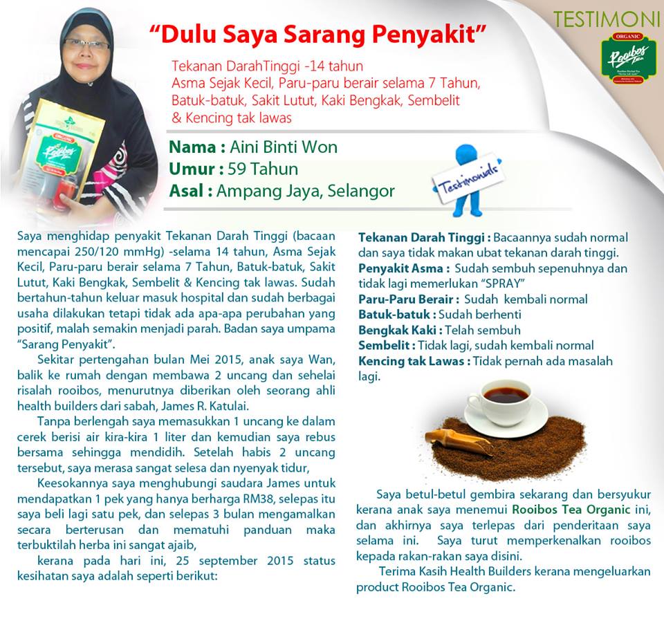 Rooibos Teh Organik: TESTIMONI