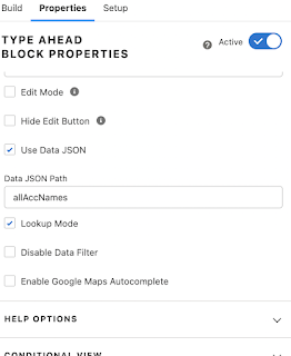 Type Ahead Block properties in vlocity