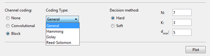 Block Coding Option in MATLAB "bertool" : Bit Error Analysis Tool in MATLAB Communication System Toolbox