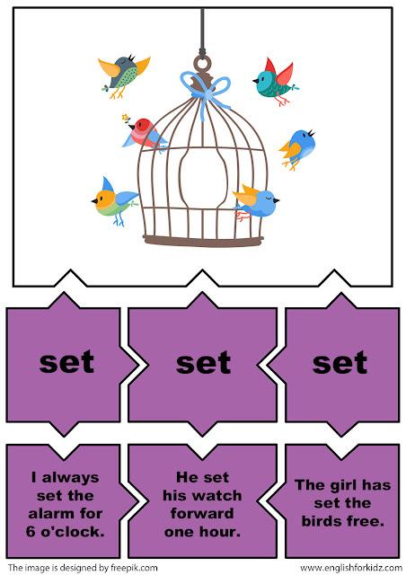 esl irregular verbs puzzle flashcards, verb set