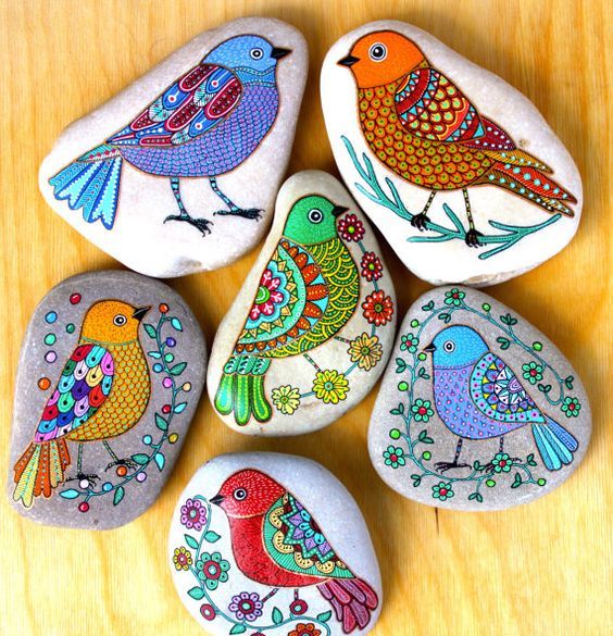 painting stones birds