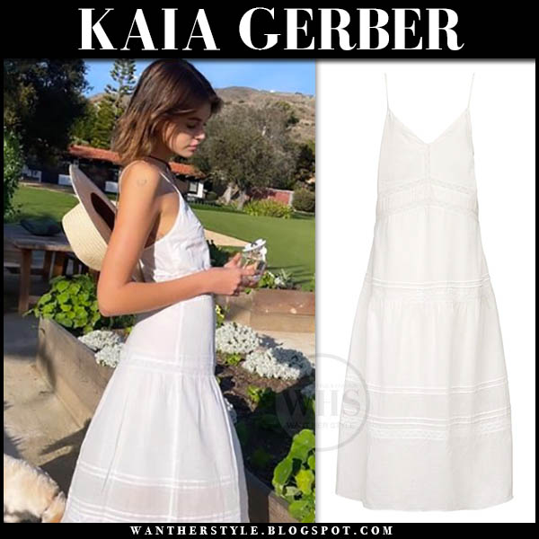 Kaia Gerber in white cotton dress