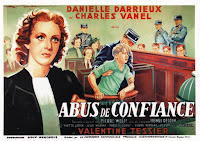 ABUS DE CONFIANCE. Francia: 240 x 160 cms. Arte: Roger Soubie. ABUSO DE CONFIANZA. Abus de confiance. 1937. Francia. Dirección: Henri Decoin. Reparto: Danielle Darrieux, Charles Vanel, Ivette Lebon, Pierre Mingand, Gilbert Gil, René Bergeron, Lucien Dayle, Svetlana Pitoëff, Nicole de Rouves, Gaston Séverin, Lucien Caillamand, Georges Lannes, Yvonne Yma, Jean Marais, Valentine Tessier.