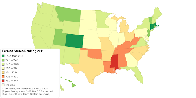 United States of Obesity: Fattest States Ranking