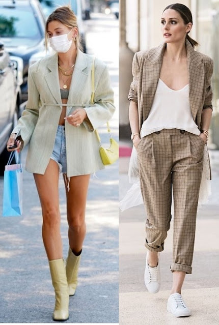 Guia de moda Como usar blazer parte 2, Hailey Bieber, Olivia Palermo