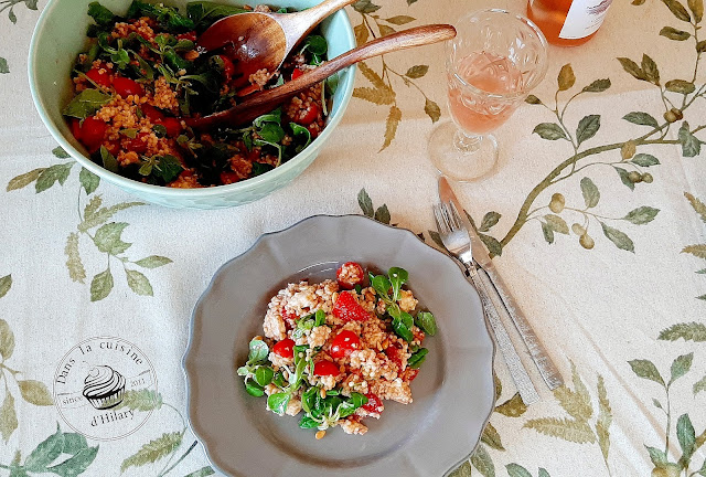 Salade façon taboulé aux tomates cerises, fraises et mozzarella - Dans la cuisine d'Hilary