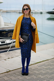 Zara mustard coat, Bankfashion.co.uk dress, animal print bodycon dress, Fashion and Cookies, fashion blogger