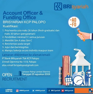 Lowongan Kerja BRI Syariah 2019 - Deadline : 31 Agustus 2019