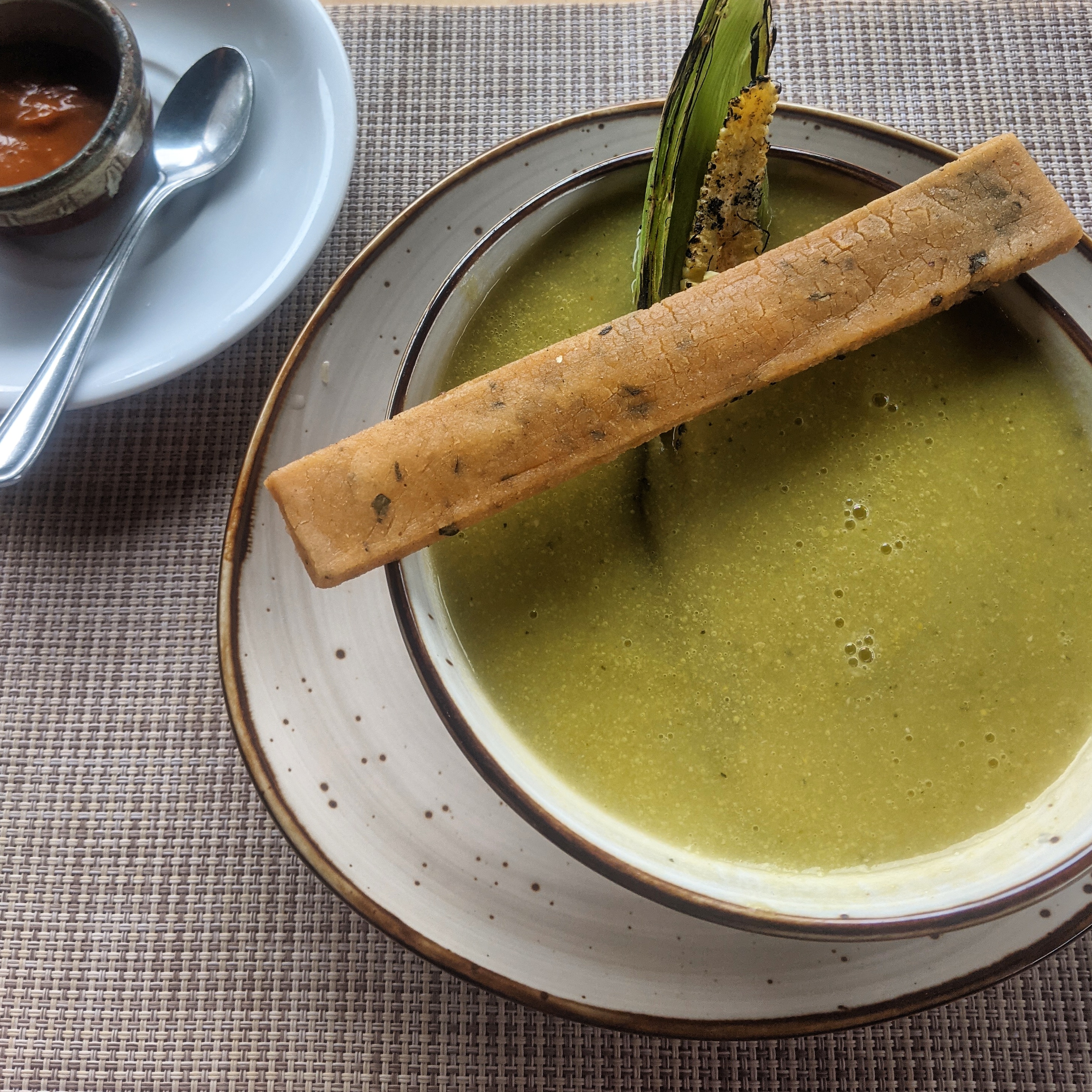 homemade corn soup at el sapo restautant in senda monteverde, costa rica