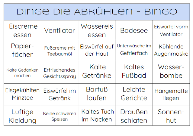 Bingo - Dinge die Abkühlen