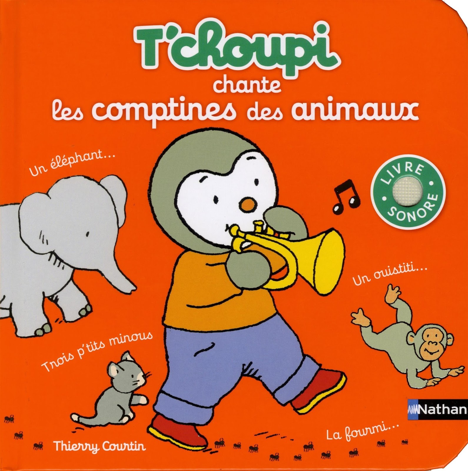 Voici enfin 5 ptines sur les animaux   écouter et   chanter avec T choupi Trois P tits minous un éléphant qui se balan§ait Petit escargot