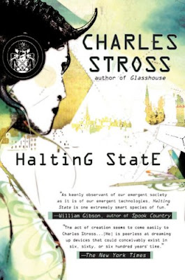 Halting State by Charles Stross (North American book cover)