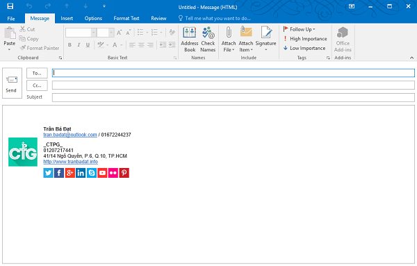 Cách tạo chữ ký trong Outlook 2010/2013/2016