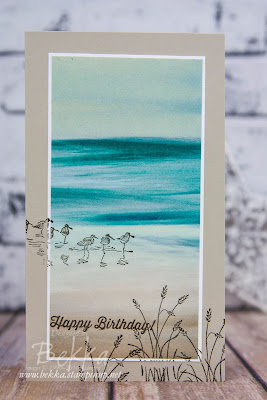 Beach Feel Birthday Card Featuring the Wetlands Stamp Set and Serene Scenery Papers from Stampin' Up! UK - get them here
