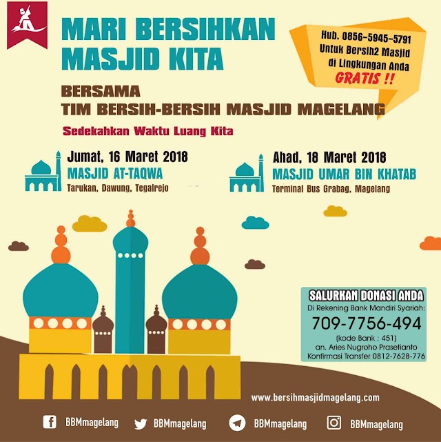 Bergabunglah dalam Aksi Bersih-bersih Masjid At-Taqwa Tarukan, Dawung, Tegalrejo, Magelang