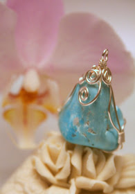 Wire wrapped pendant: Turquoise, silver :: All Pretty Things