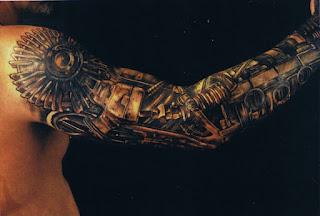 cyborg style tattoo on the arm