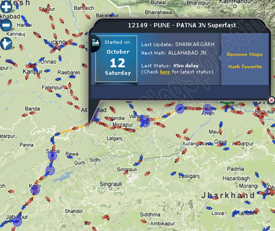 rail radar train enquiry with stoppage google map