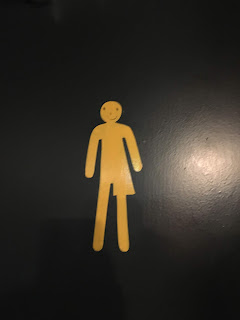 gender neutral toilet sign half man half woman